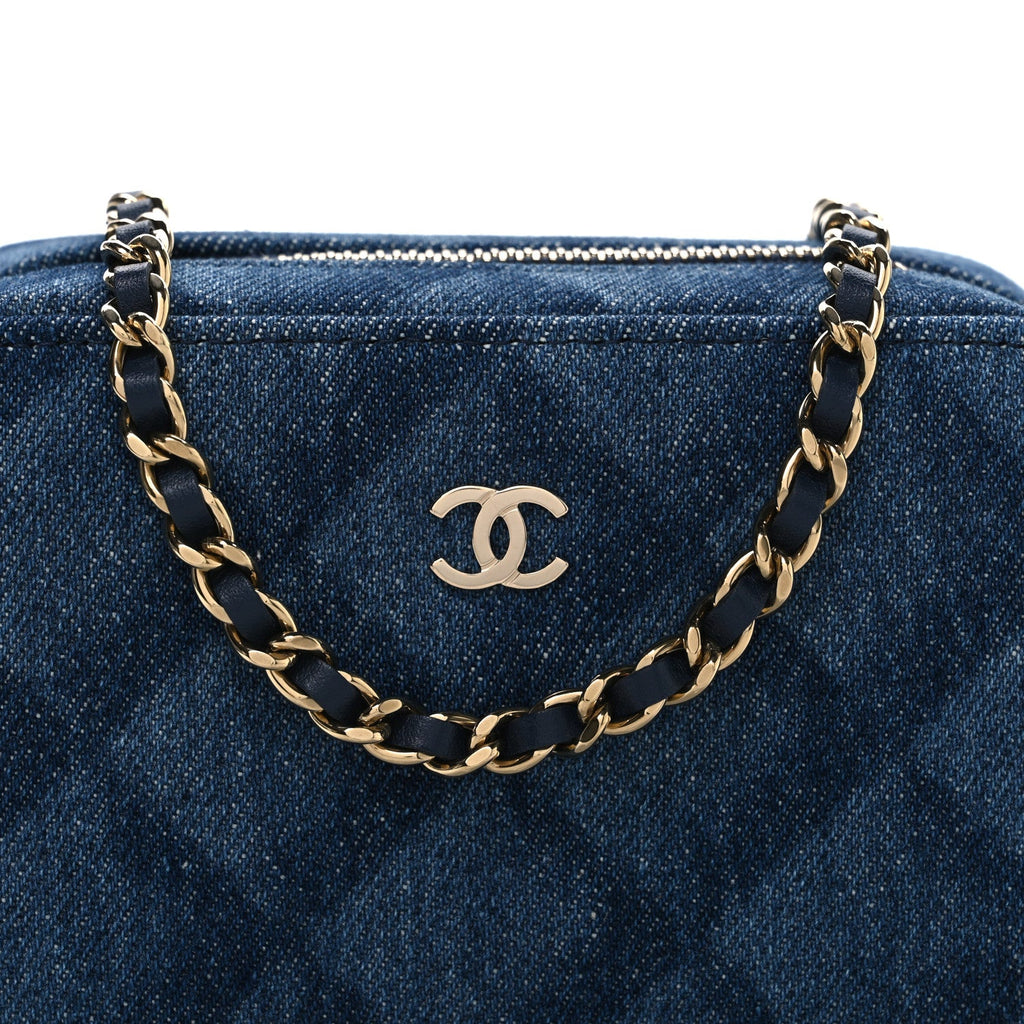 Printed Denim CC Camera Case Blue