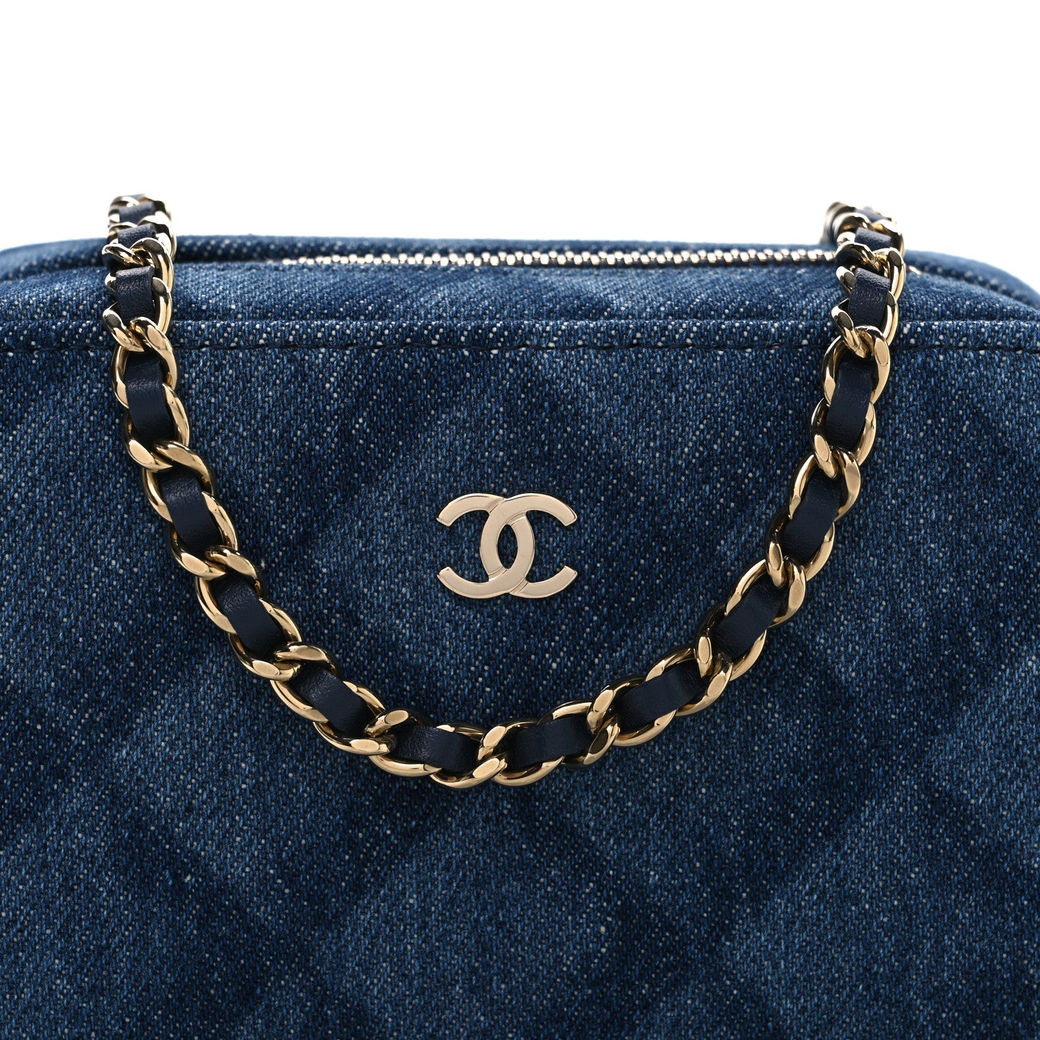 Printed Denim CC Camera Case Blue
