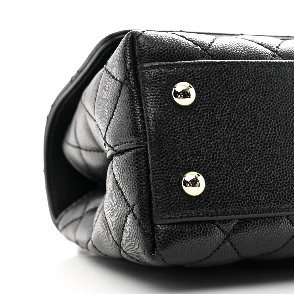 Caviar Quilted Mini Coco Handle Flap Black