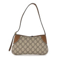GG Monogram Calfskin Small Emblem Shoulder Bag Beige Dark Brown