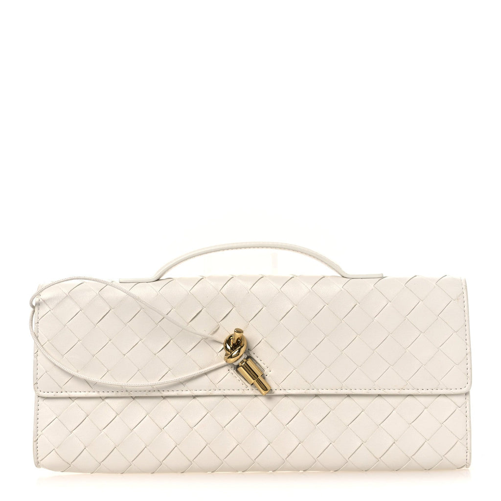 Nappa Intrecciato Long Andiamo Top Handle Clutch Sea Salt