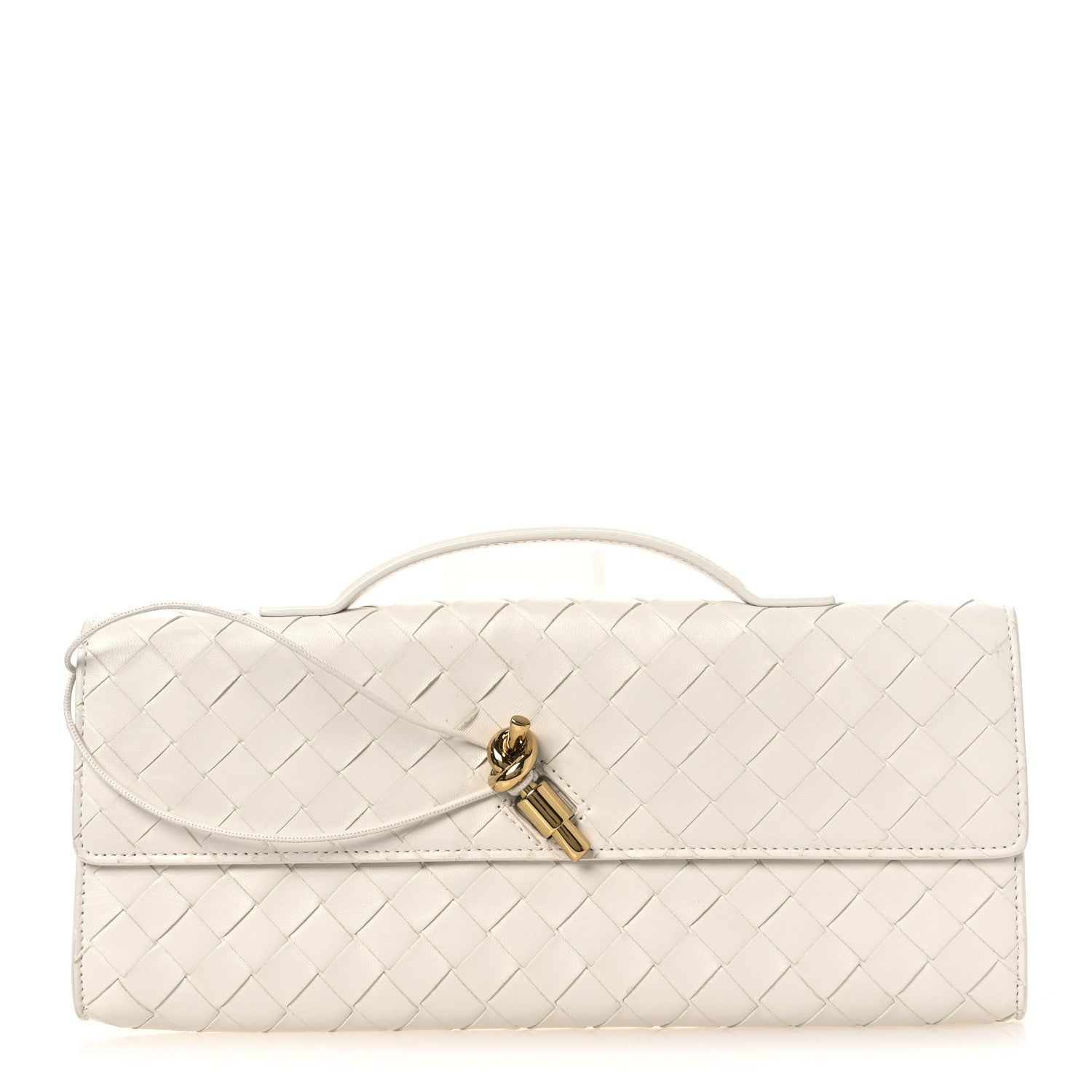 Nappa Intrecciato Long Andiamo Top Handle Clutch Sea Salt