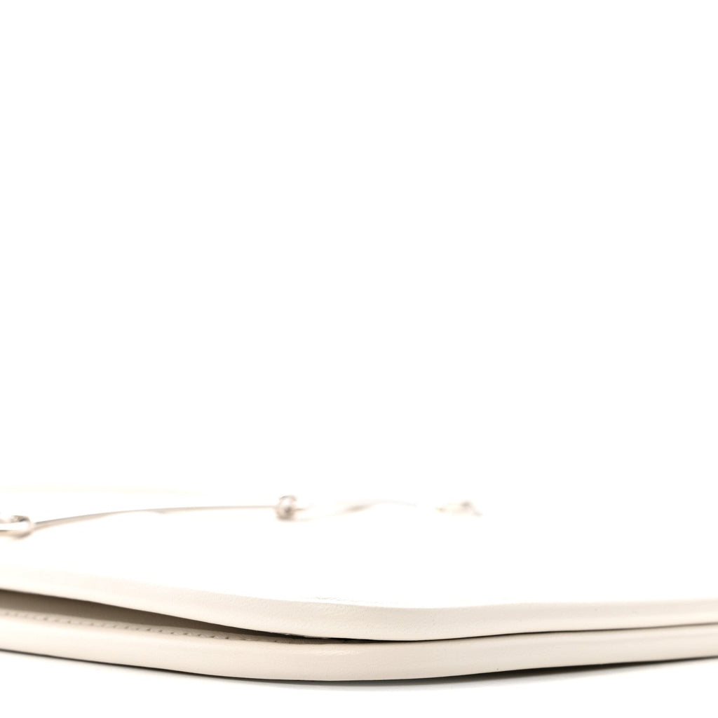 Calfskin Horsebit Slim Shoulder Bag White