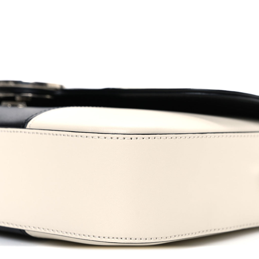 Senna Calfskin Lines Petite GG Top Handle Shoulder Bag Black Mystic White