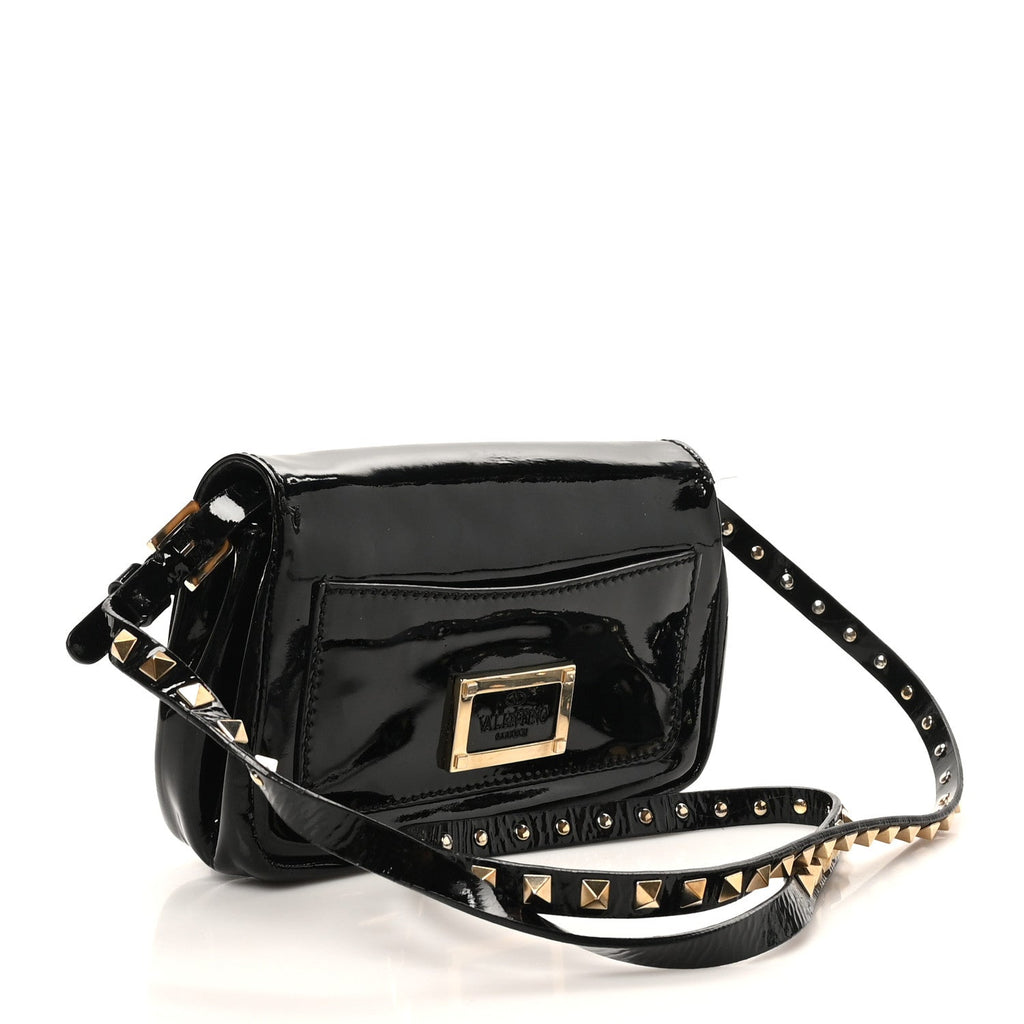 Patent Rockstud Flip Lock Flap Black