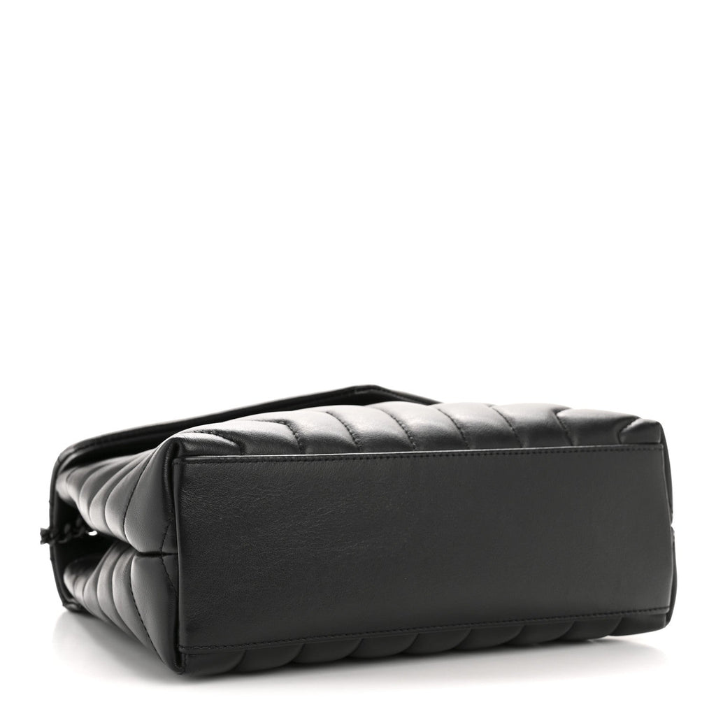 Calfskin Y Quilted Monogram Monochrome Small Loulou Chain Satchel Black