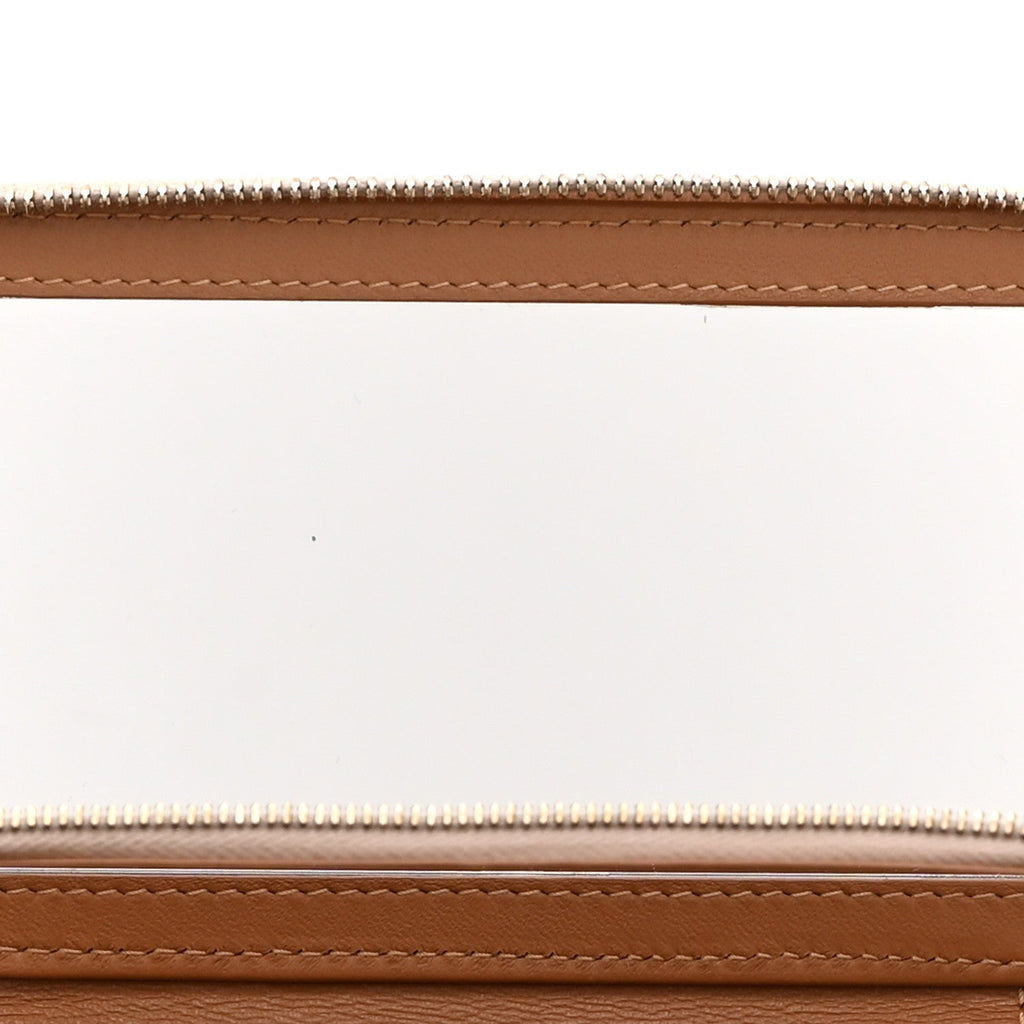 Lambskin Quilted Small Top Handle Vanity Case With Chain Beige