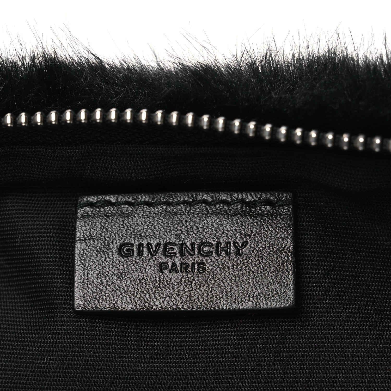Faux Fur Two Tone Large GV3 Pouch Wristlet Black White
