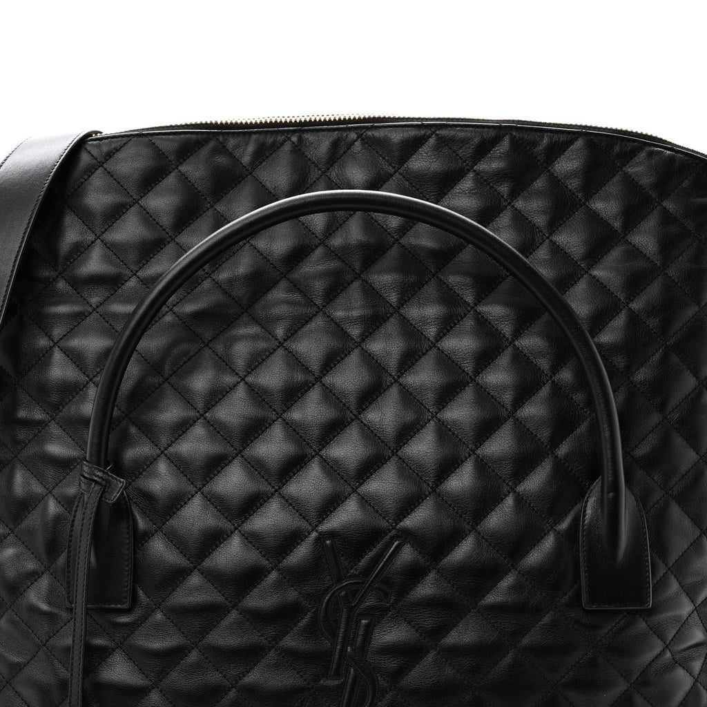Calfskin Quilted ES Giant Travel Bag Black