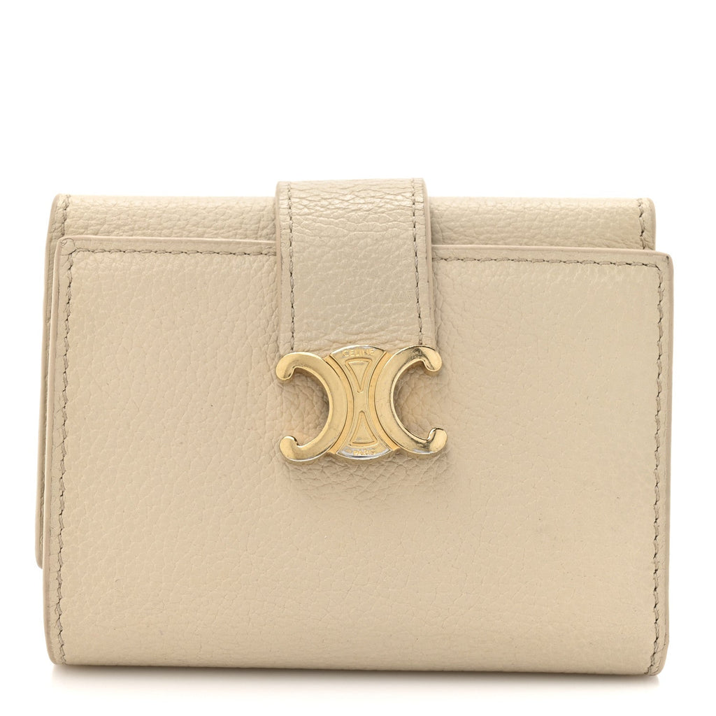 Grained Calfskin Triomphe Nino Wallet Deep Ivory