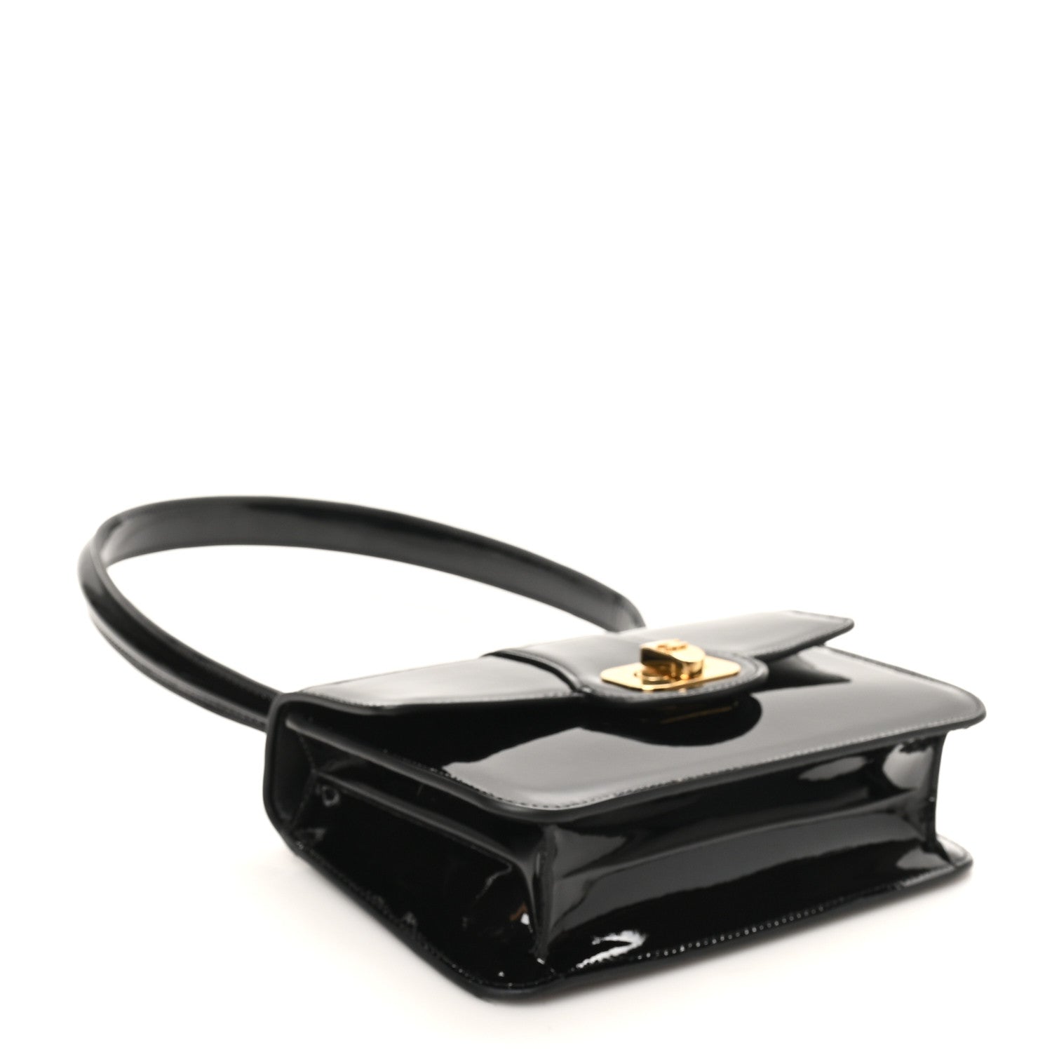 Patent Calfskin Teen Josephine Top Handle Bag Black