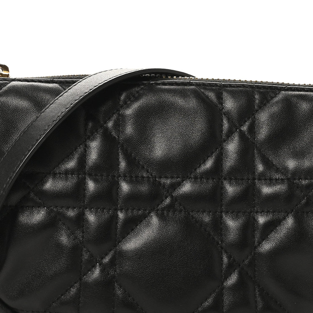 Lambskin Cannage Small Dior Vibe Hobo Bag Black