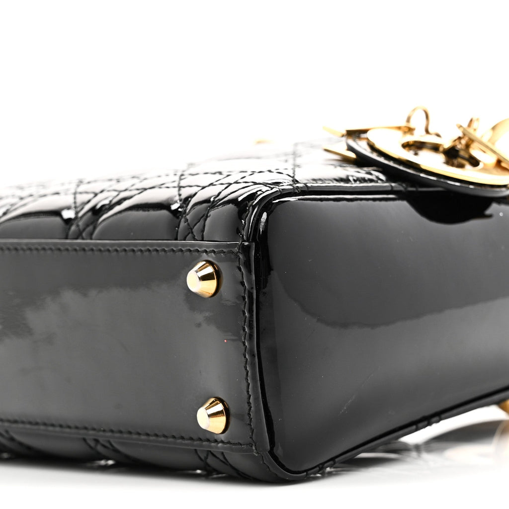 Patent Cannage Mini Lady Dior Black