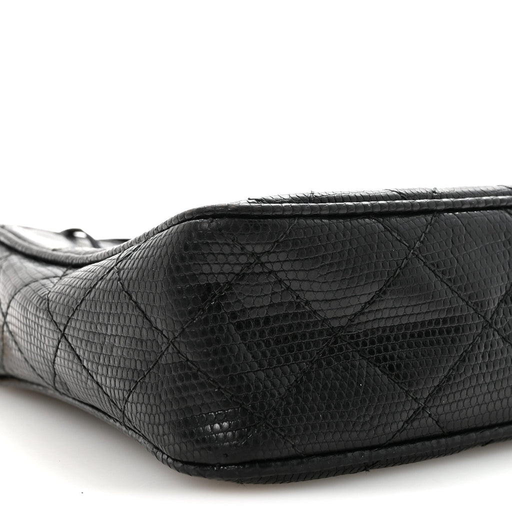 Lizard Diamond Quilted Tassel Camera Case Black