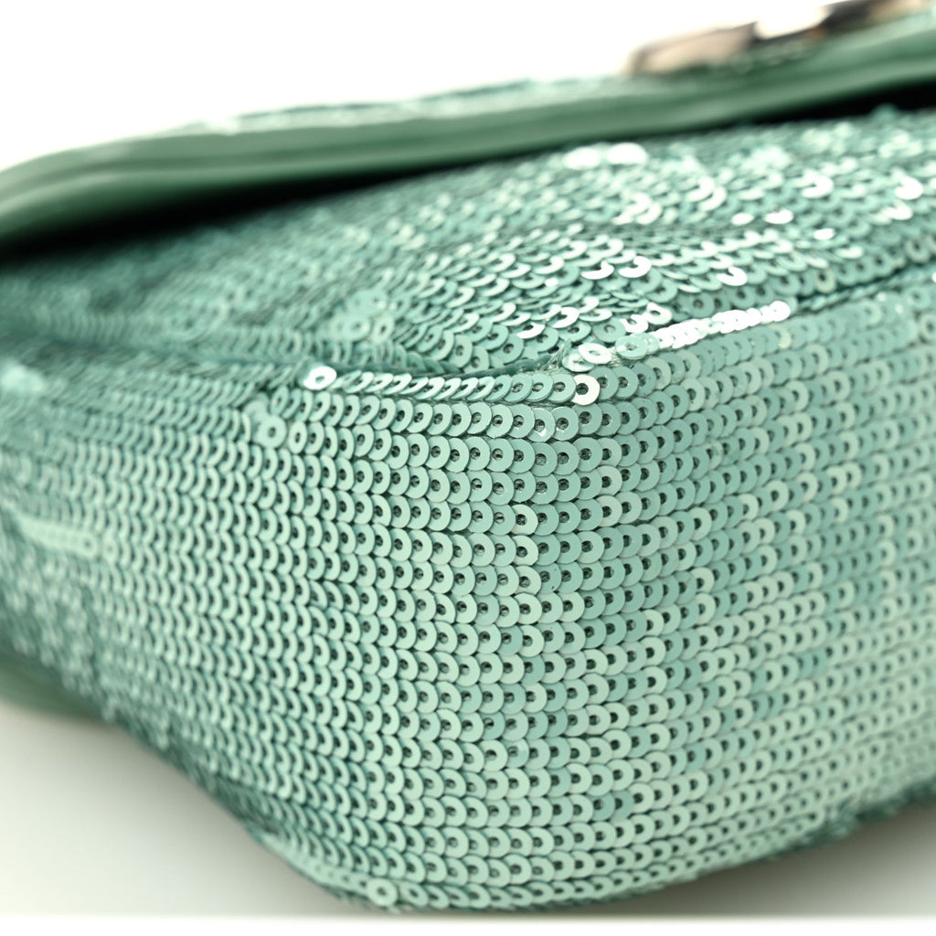 Sequin Matelasse Mini GG Marmont Shoulder Bag Water Green Verde Chiaro Light Water Green