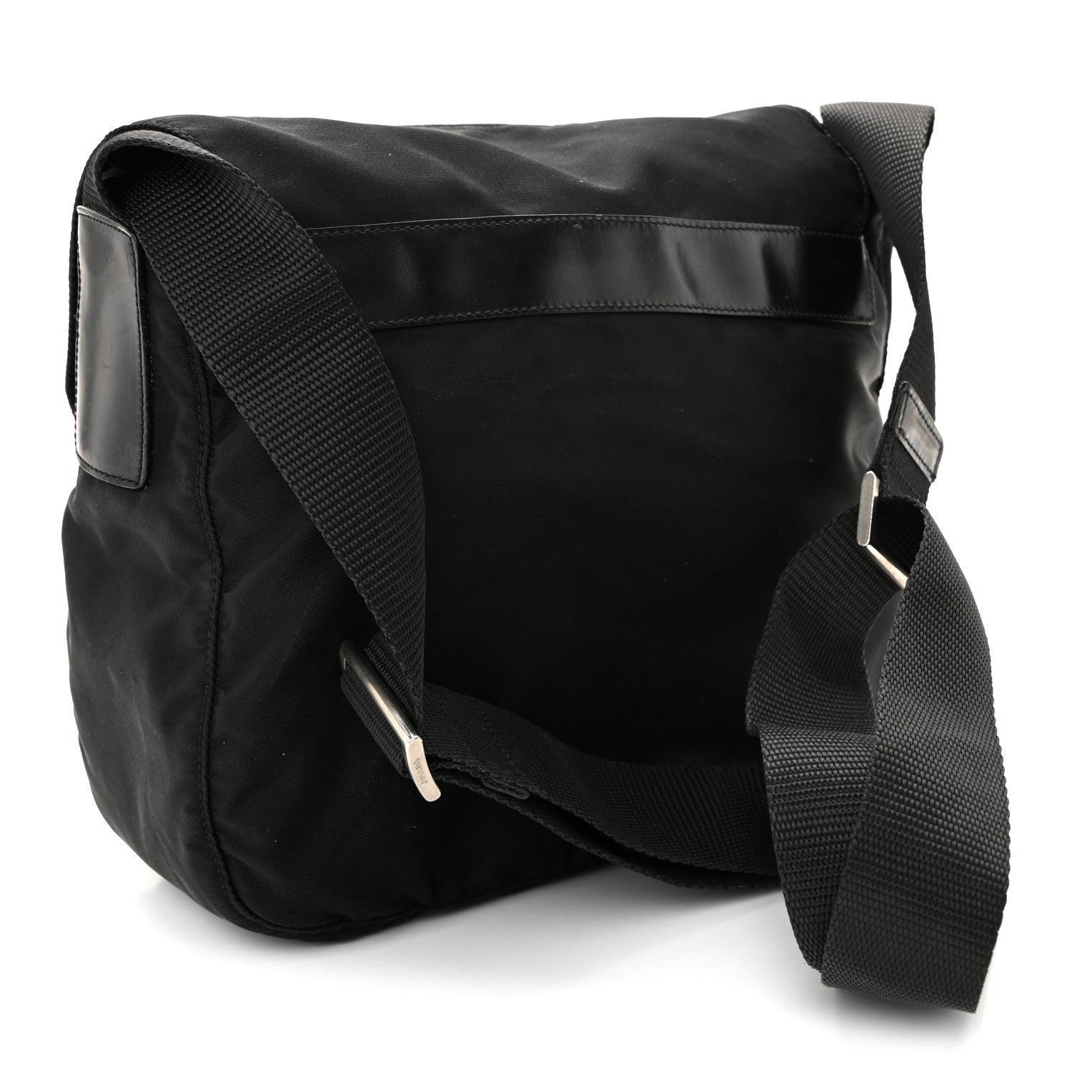 Nylon Vela Saffiano Single Buckle Messenger Shoulder Bag Black