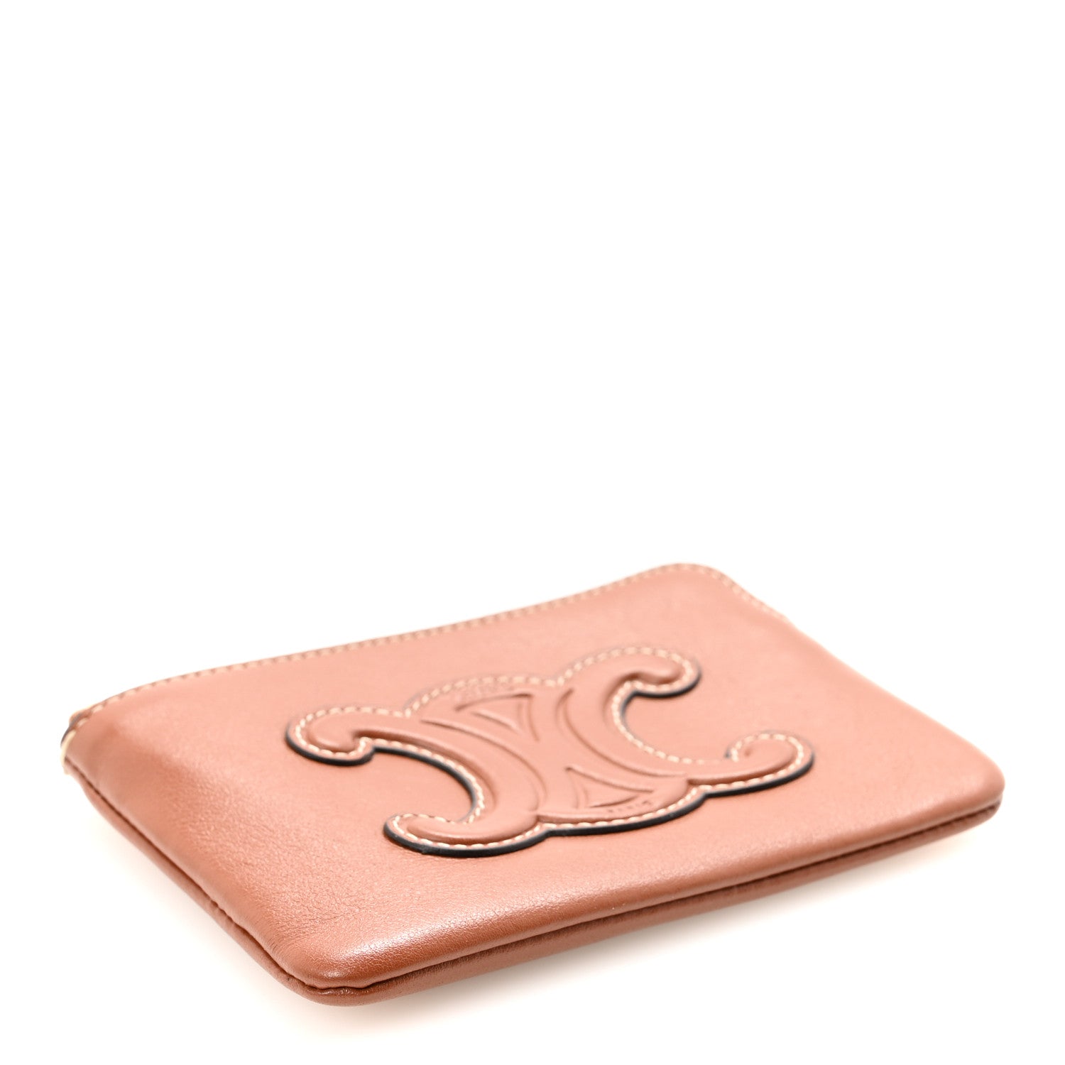 Smooth Calfskin Cuir Triomphe Coin and  Pouch With Hook Tan