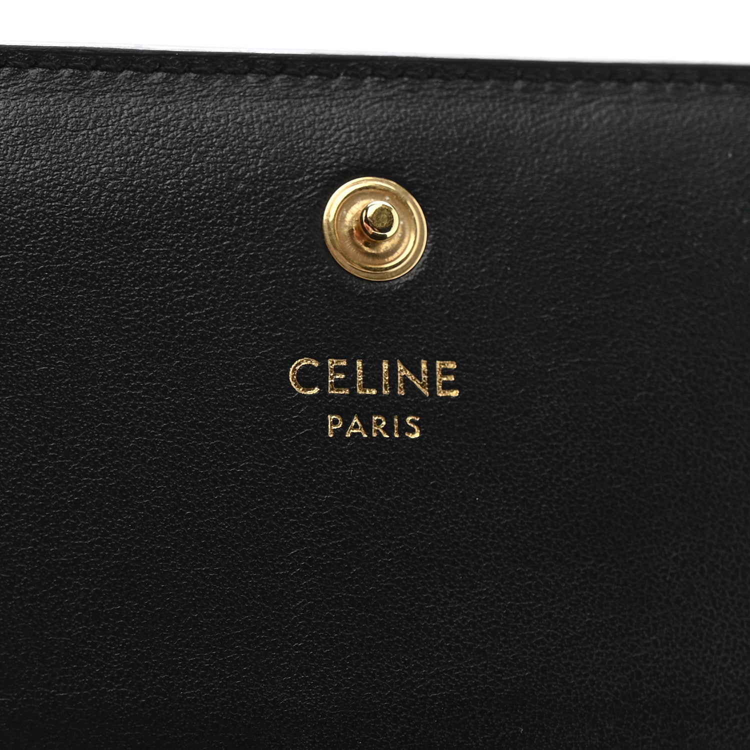 Shiny Calfskin Triomphe Compact Wallet Black