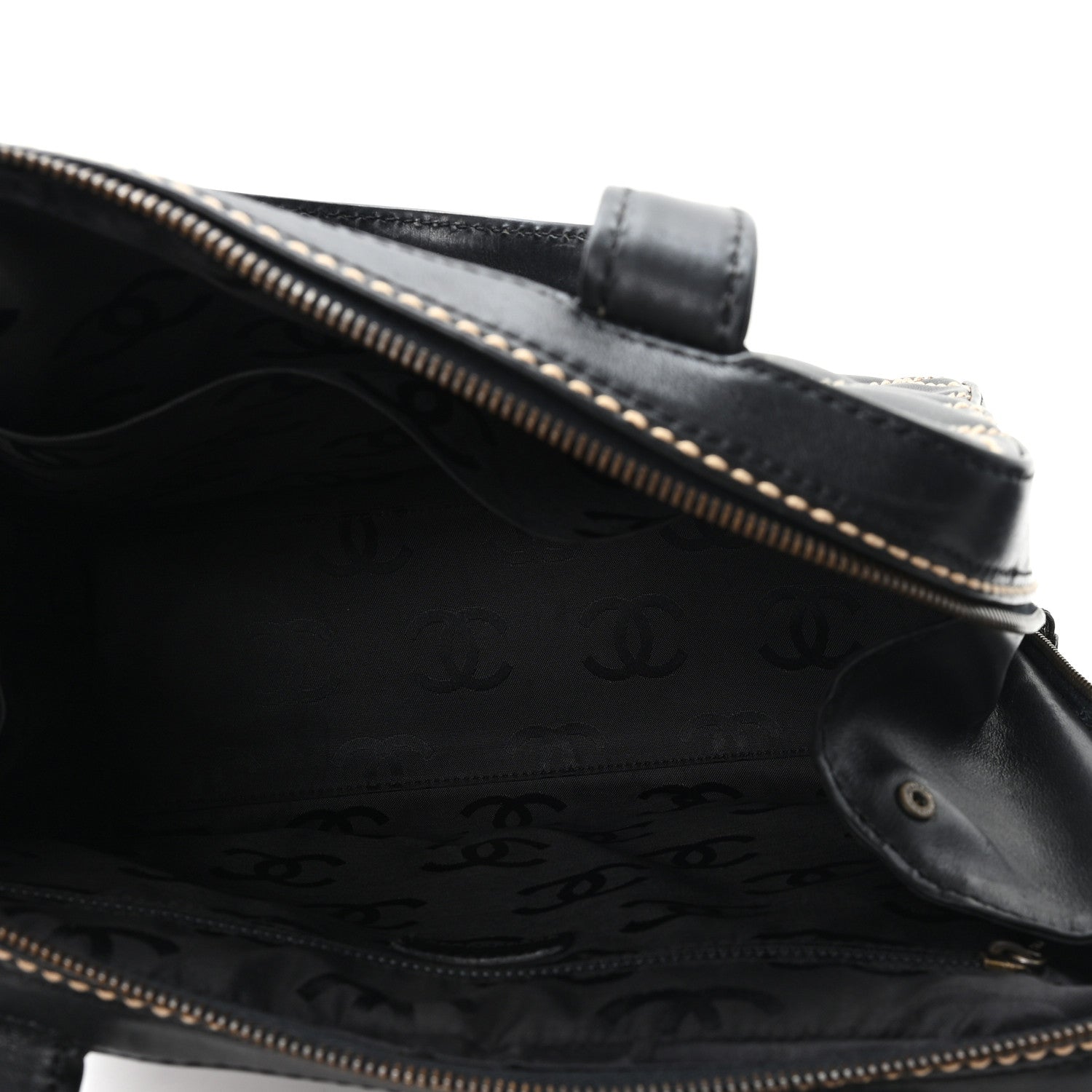 Calfskin Wild Stitch Vertical Top Handle Bag Black