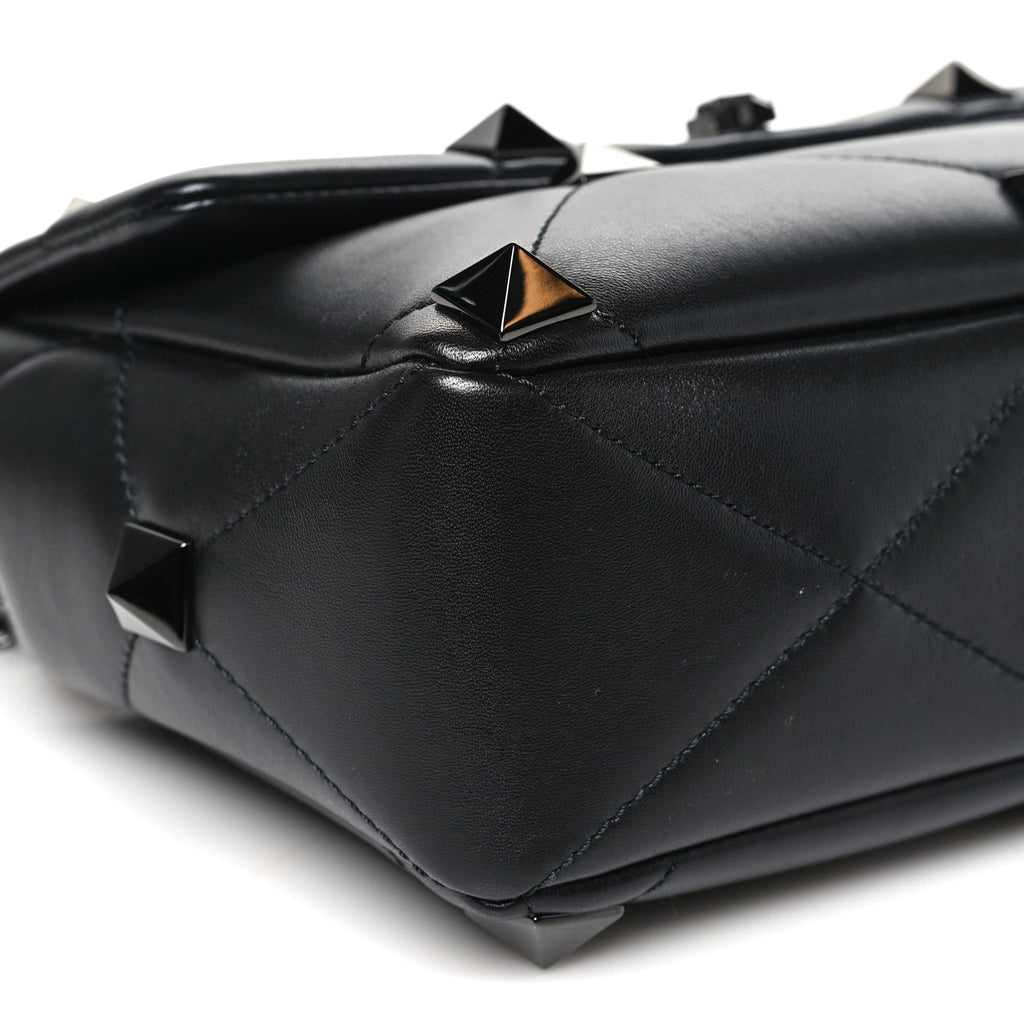 Nappa Monochrome Large Roman Stud Shoulder Bag Black