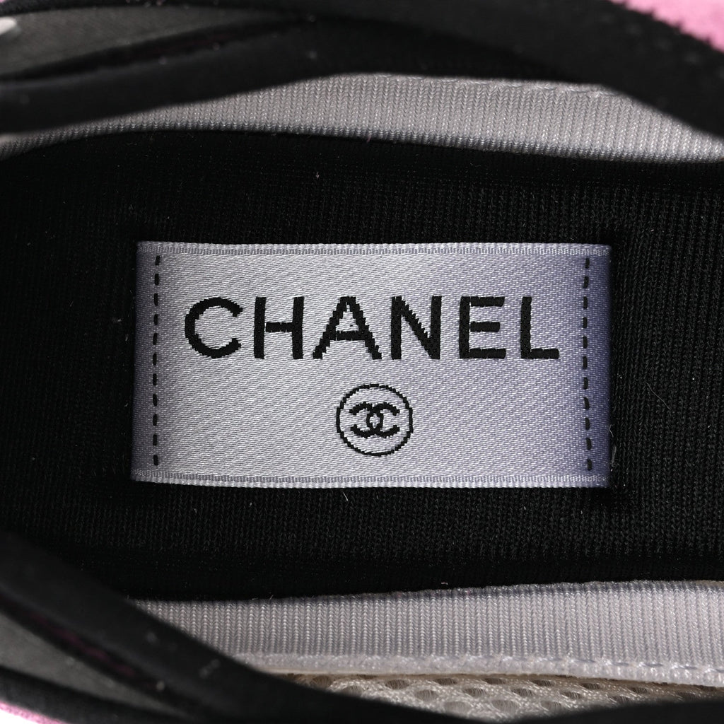 Suede Calfskin Nylon Grosgrain CC Sneakers 39 Dark Pink
