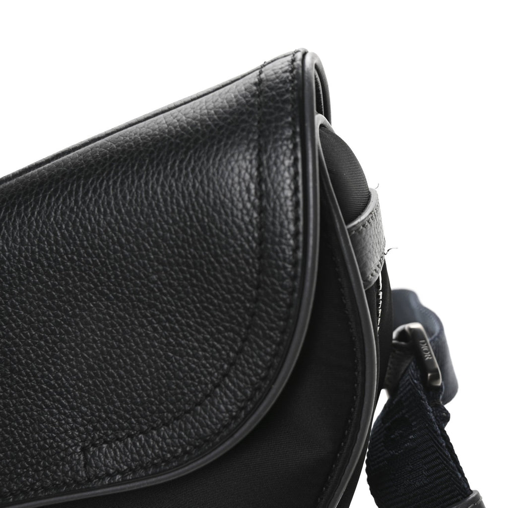 Nylon Grained Calfskin Saddle Bag Black Multicolor