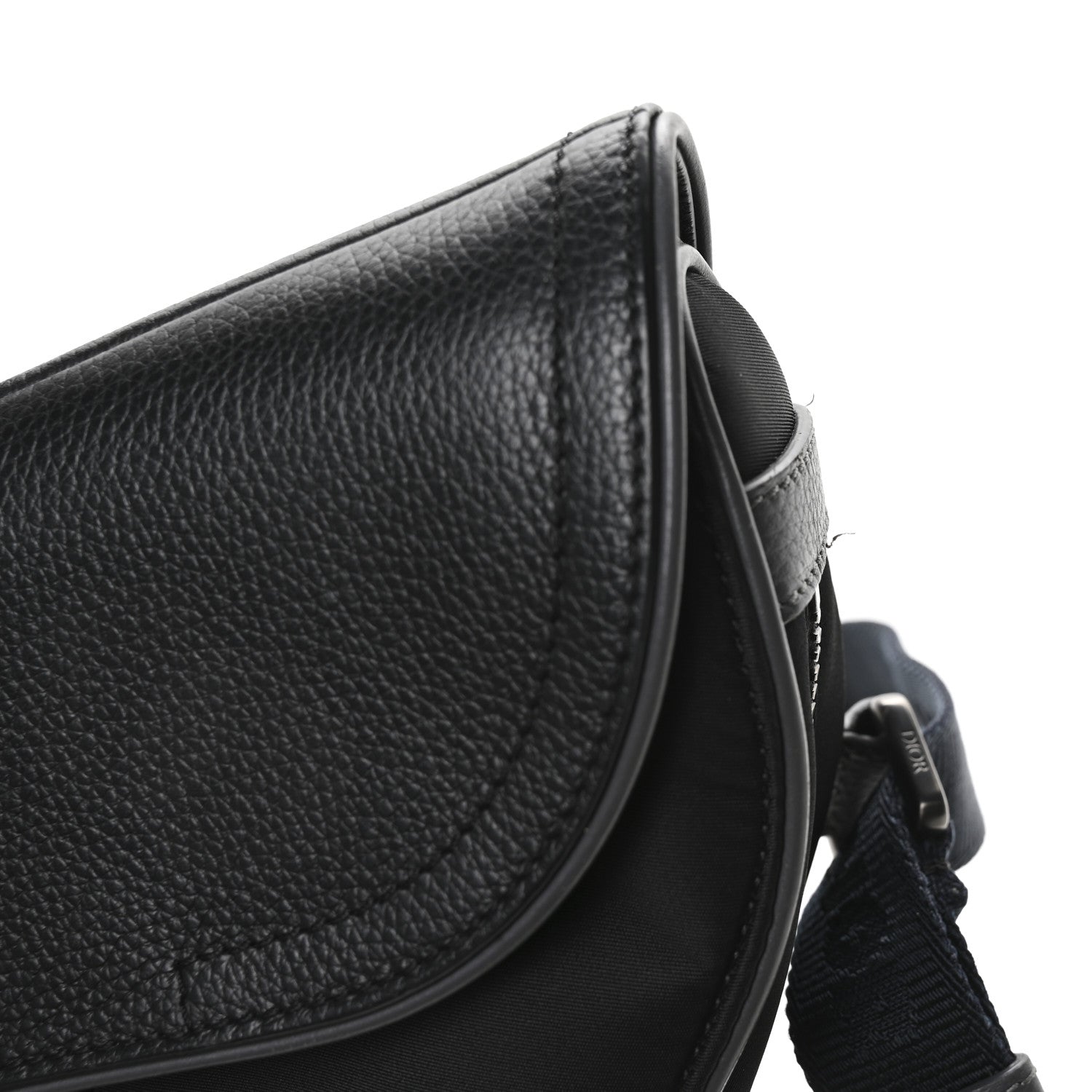 Nylon Grained Calfskin Saddle Bag Black Multicolor