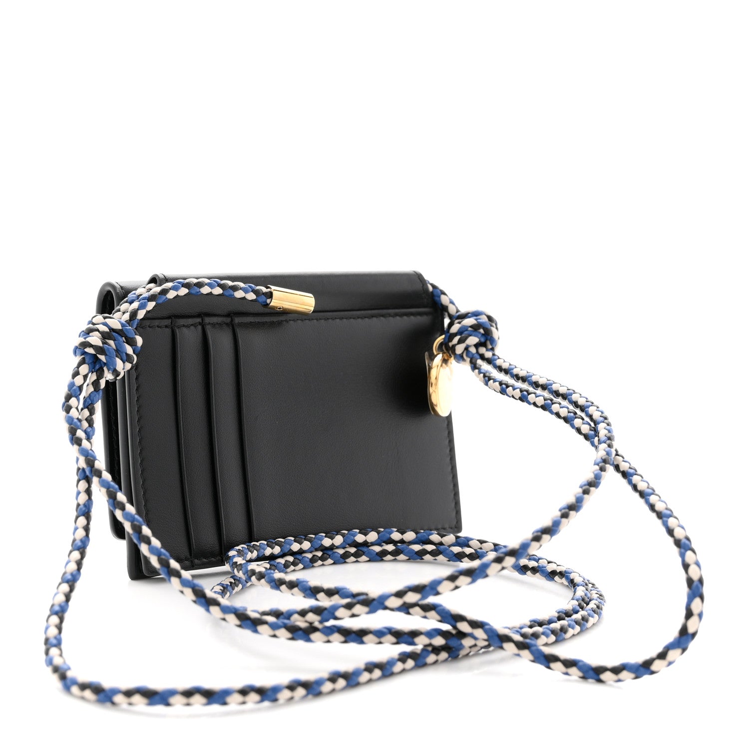 Vitello  Holder With Braided Strap Black