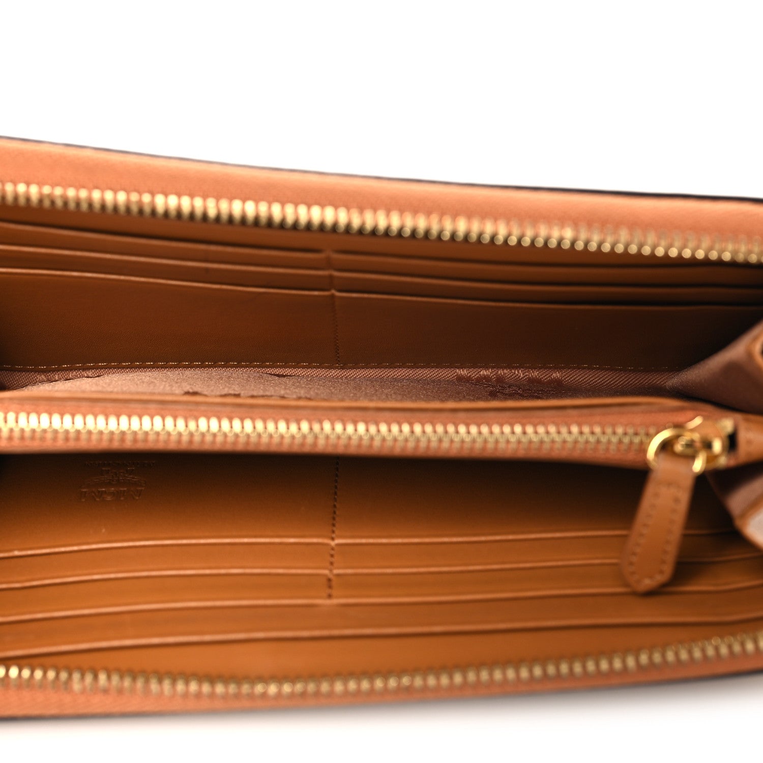 Visetos Studded Crystal Zip Around Wallet Cognac
