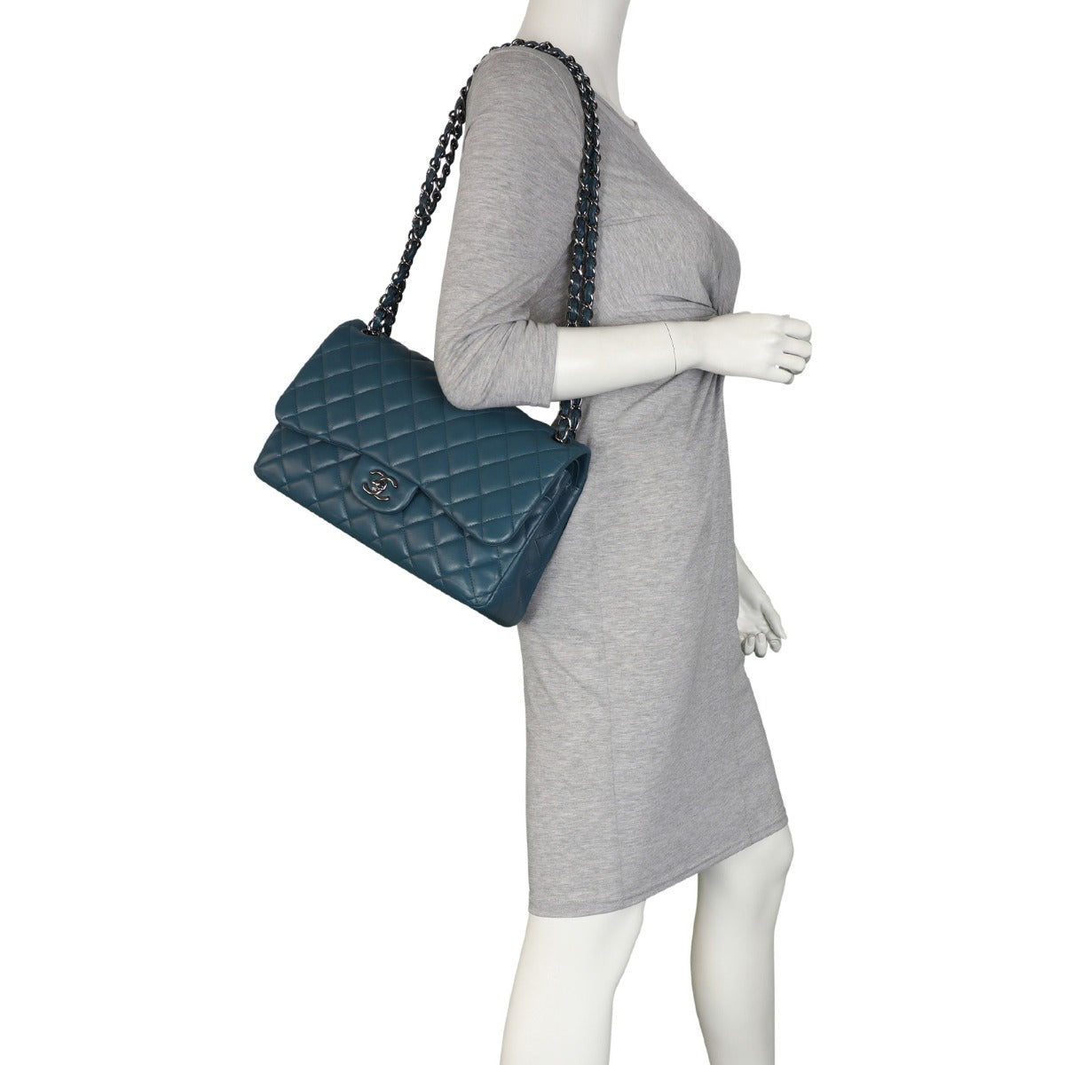 Chanel Classic Double Flap Jumbo | Teal Blue