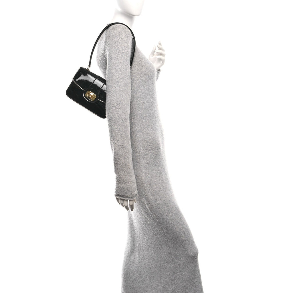 Patent Calfskin Teen Josephine Top Handle Bag Black