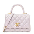 Metallic Caviar Quilted Extra Mini Coco Handle Flap Light Pink