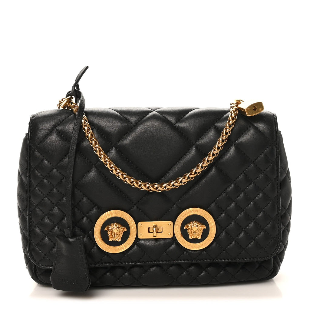 Nappa Quilted La Medusa Chain Crossbody Black
