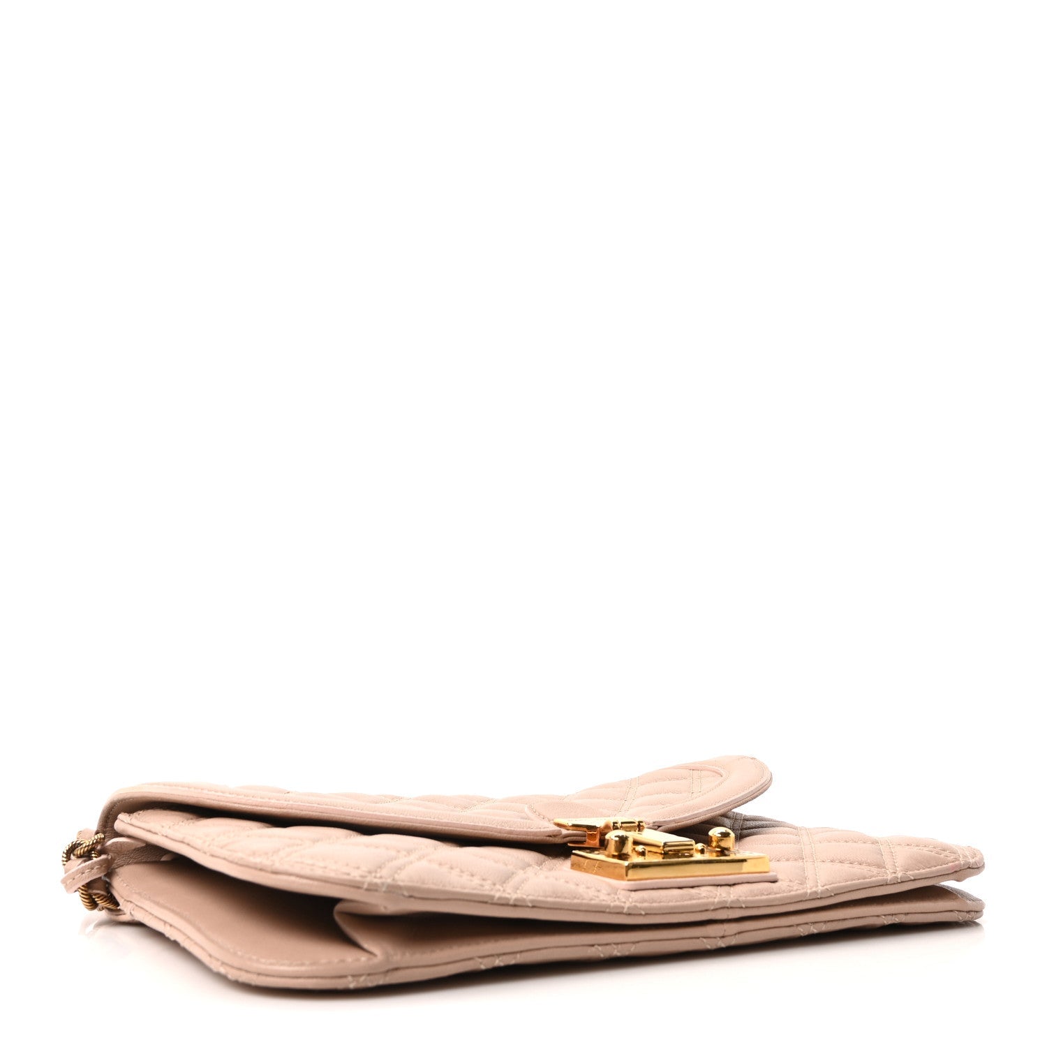 Lacquered Lambskin Baroque Single Flap Beige