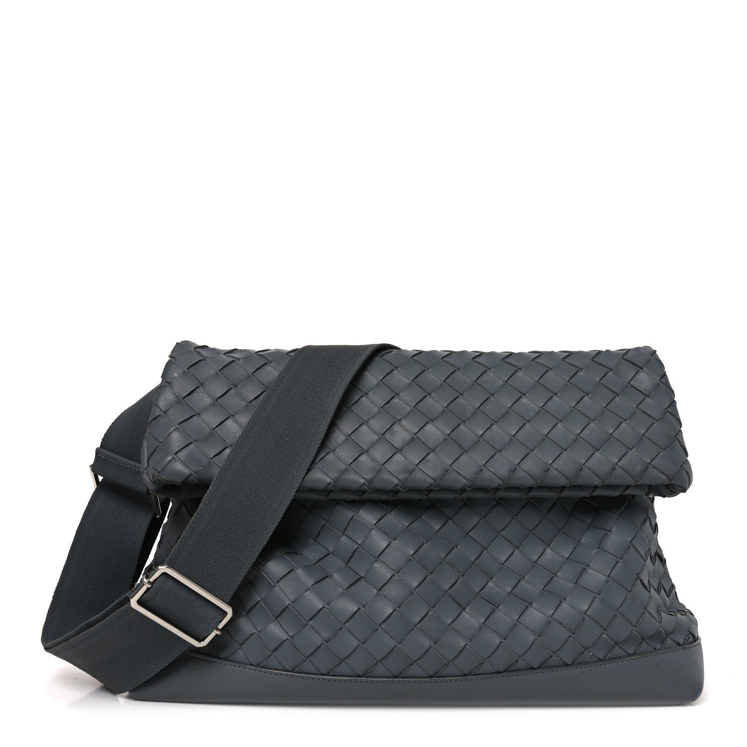 Nappa Intrecciato Large Fold Crossbody Messenger Thunder