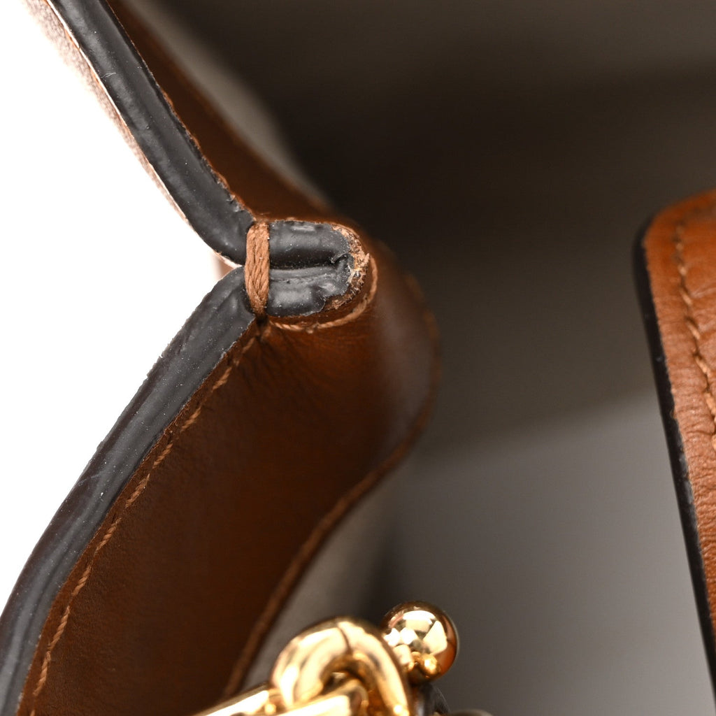 New Canvas Charisma Calfskin Crystal GG Monogram Mini Diana Tote Bag Camel Ebony