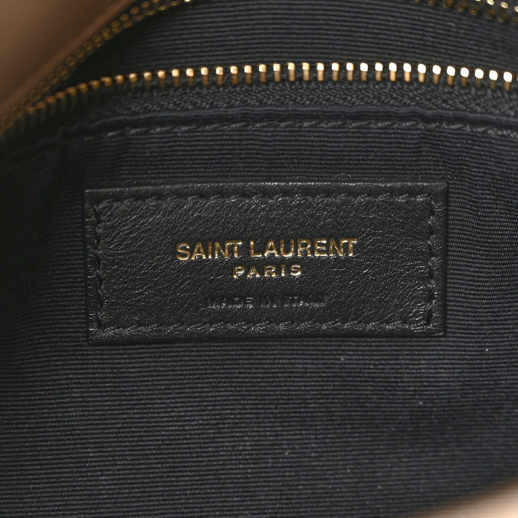 Lambskin Quilted Small Loulou Puffer Monogram Chain Satchel Dark Beige