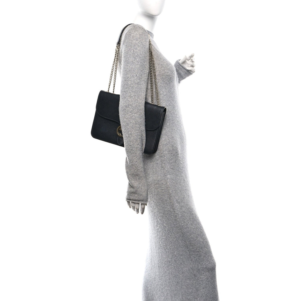 Dollar Calfskin Interlocking G Shoulder Bag Black