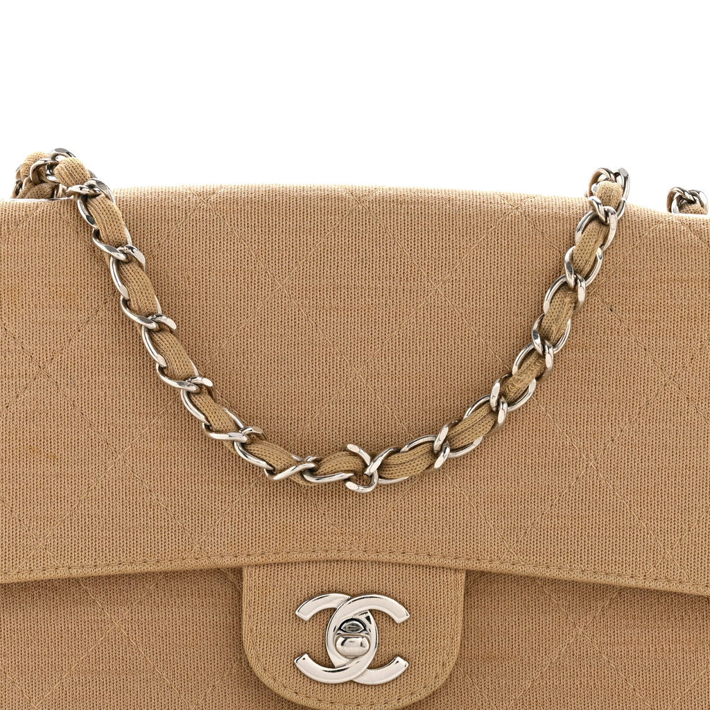 Jersey Quilted Medium Single Flap Beige