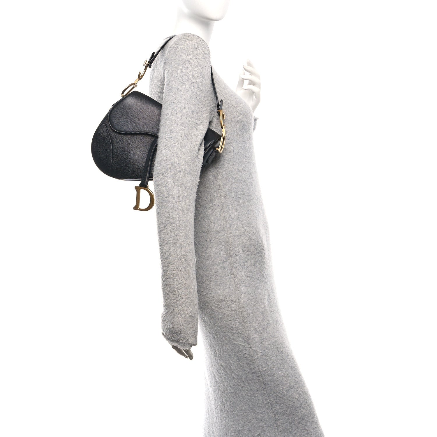 Grained Calfskin Saddle Bag Black
