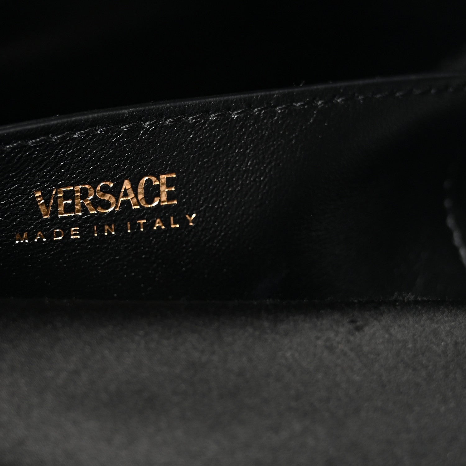 Satin Crystal Medusa 95 Plaque Bag Black