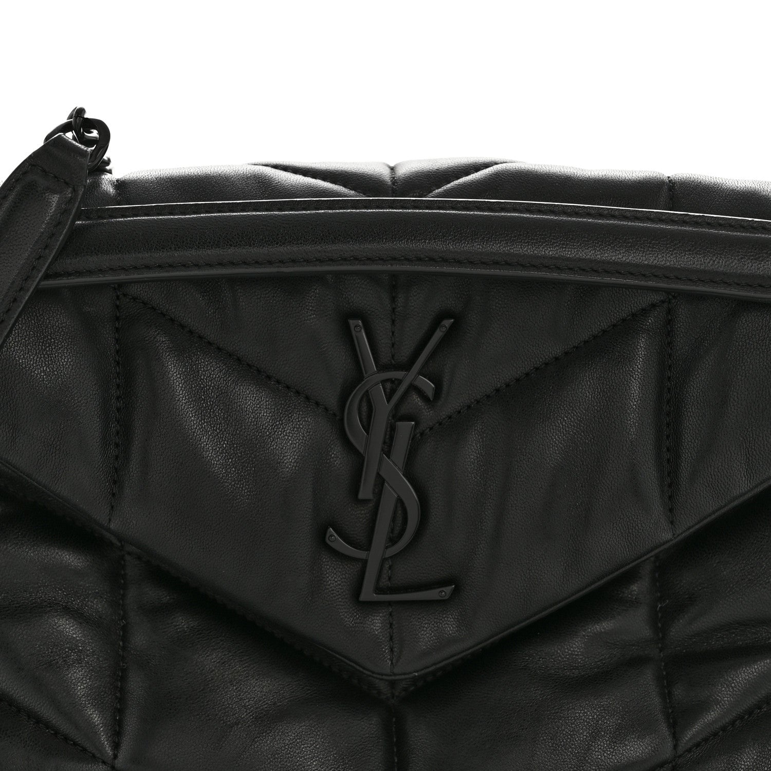 Lambskin Quilted Monogram Monochrome Small Loulou Puffer Chain Satchel Black