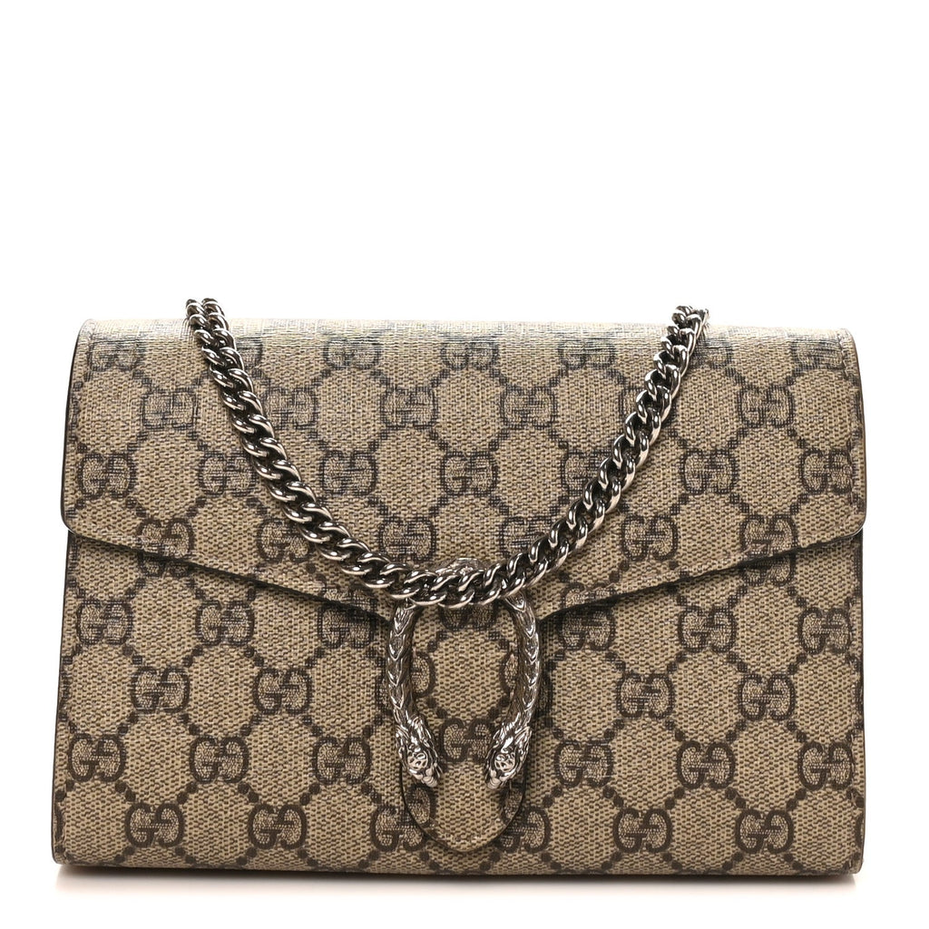 GG Supreme Monogram Mini Dionysus Chain Wallet Beige Taupe