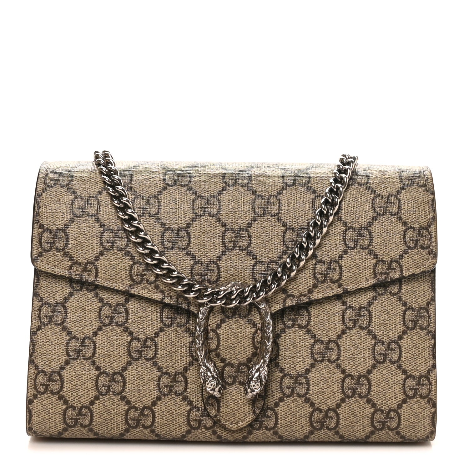 GG Supreme Monogram Mini Dionysus Chain Wallet Beige Taupe