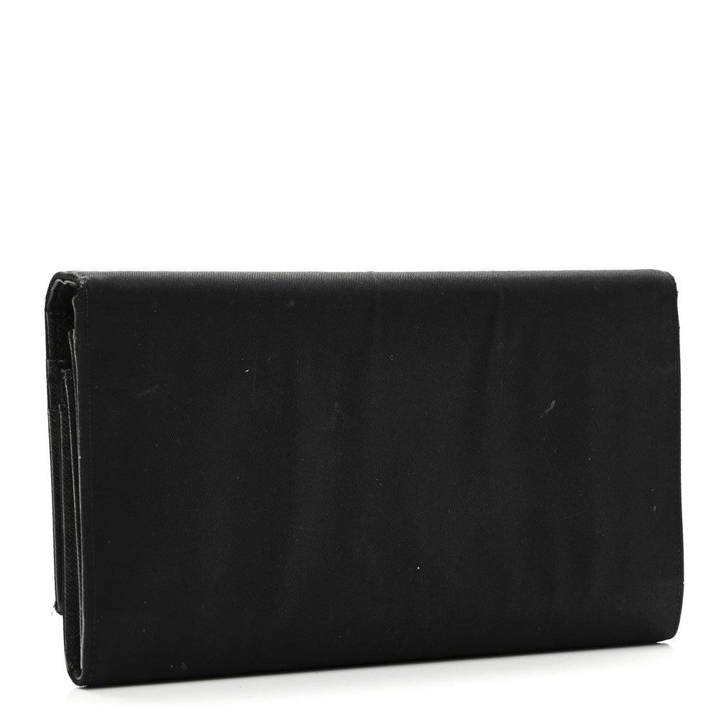 Tessuto Nylon Continental Flap Wallet Black