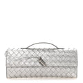 Metallic Lambskin Intrecciato Long Andiamo Top Handle Clutch Silver