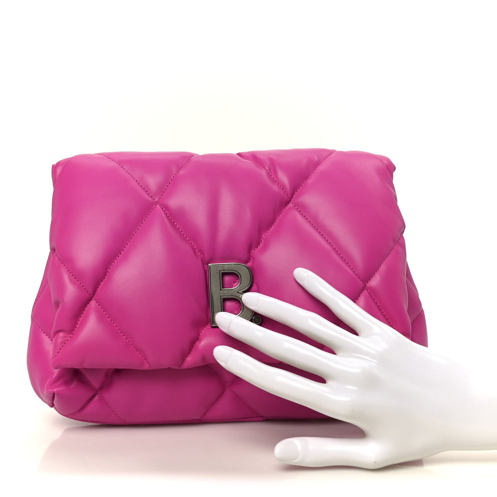 Nappa Calfskin Quilted Touch B Puffy Clutch Fuchsia