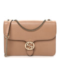 Dollar Calfskin Interlocking G Shoulder Bag Camelia