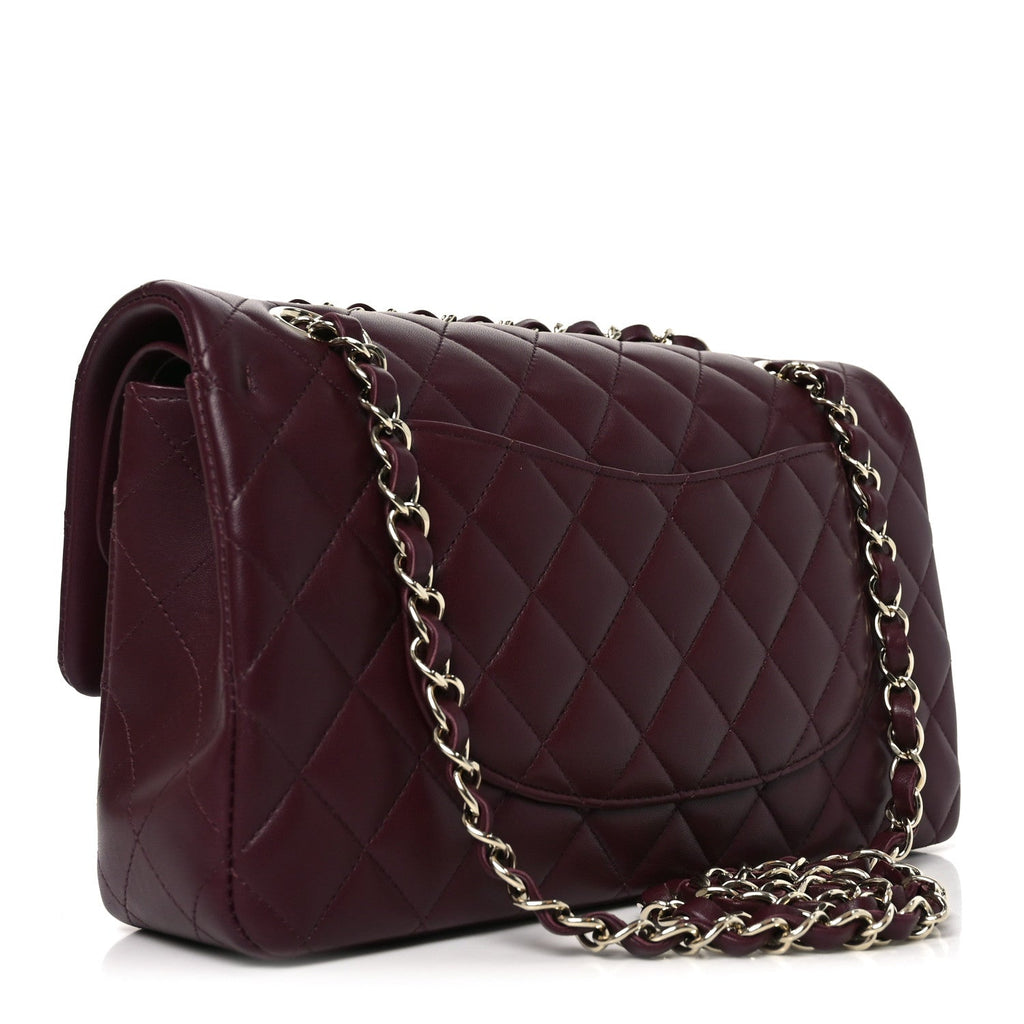 Lambskin Quilted Medium Double Flap Burgundy