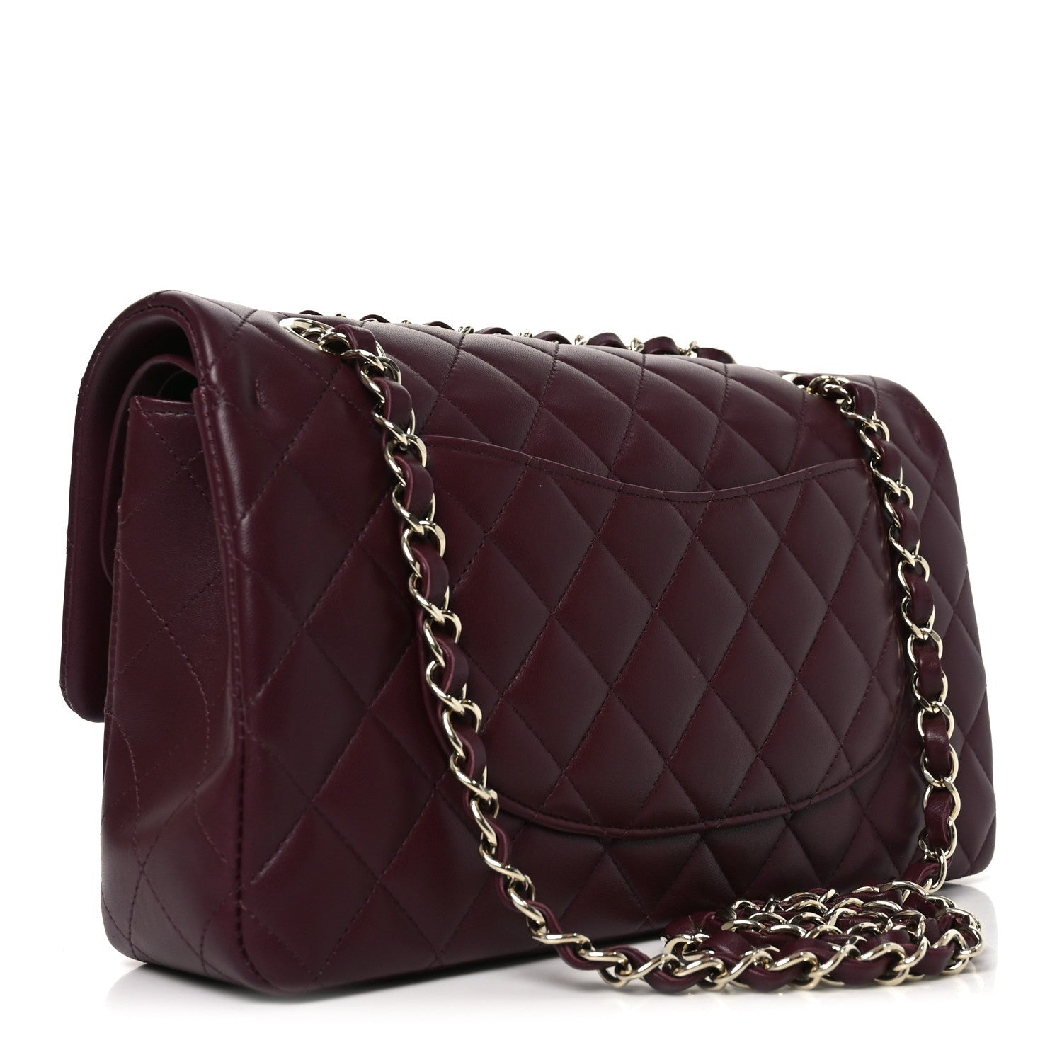 Lambskin Quilted Medium Double Flap Burgundy